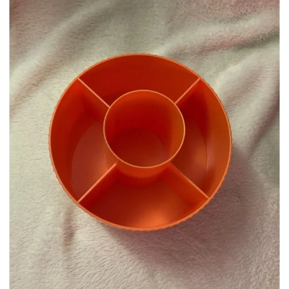 Diesisa 5 Slot Make up Brushes Orange Cup 360° Rotating Makeup Brush Holder